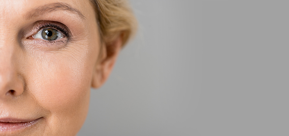 Banner with a half face view of a woman