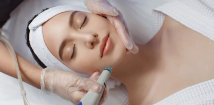 woman in a microneedling procedure